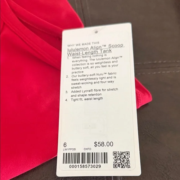 Lululemon Aling  scoop waist-length tank size :6 - Picture 3 of 3